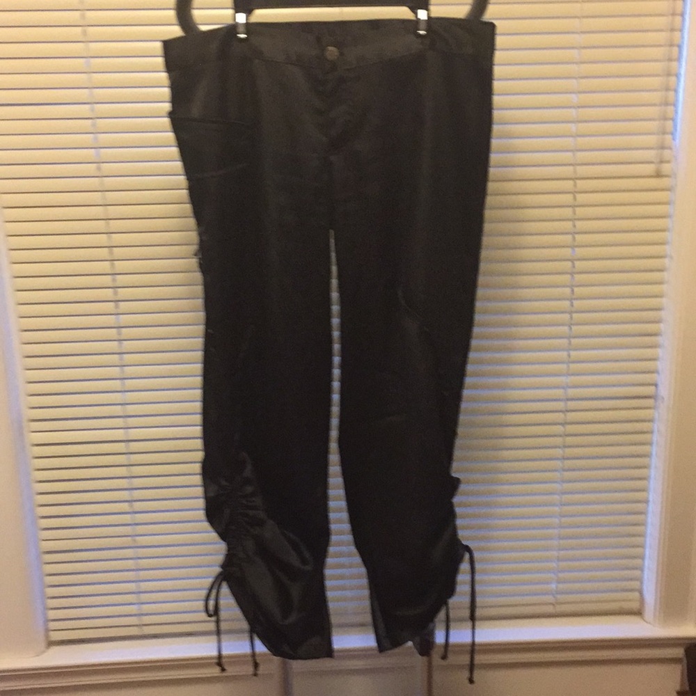Black satin pants